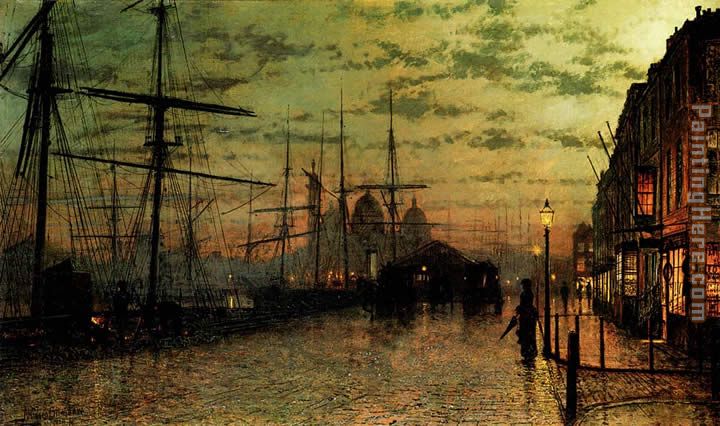 Humber Docks Hull painting - John Atkinson Grimshaw Humber Docks Hull art painting